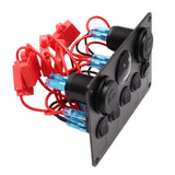 schakelpaneel boot 5 schakelaars / zekering / 12v / usb / voltmeter