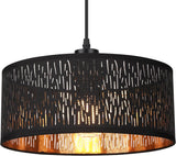 Modern Vintage Design Hanglamp - 1x E27 - Stof - Zwart/Goud