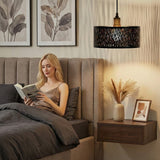 Modern Vintage Design Hanglamp - 1x E27 - Stof - Zwart/Goud
