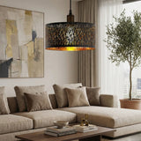 Modern Vintage Design Hanglamp - 1x E27 - Stof - Zwart/Goud