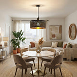 Modern Vintage Design Hanglamp - 1x E27 - Stof - Zwart/Goud