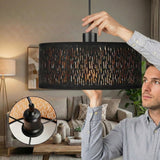 Modern Vintage Design Hanglamp - 1x E27 - Stof - Zwart/Goud