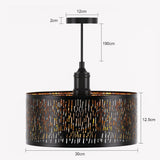 Modern Vintage Design Hanglamp - 1x E27 - Stof - Zwart/Goud