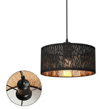 Modern Vintage Design Hanglamp - 1x E27 - Stof - Zwart/Goud