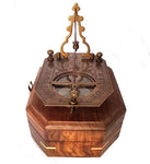 Zonnewijzer kompas met houten doos sextant
