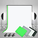 Fotostudio set achtergrondsysteem belichting softbox en doeken