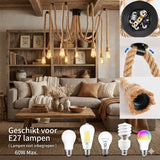 Industriële Hanglamp Touw 8 Armen - Vintage Spider Plafondlamp -