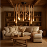 Industriële Hanglamp Touw 8 Armen - Vintage Spider Plafondlamp -