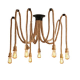 Industriële Hanglamp Touw 8 Armen - Vintage Spider Plafondlamp -