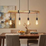 Industriële Houten Eettafel Lamp  4-lichts