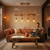 Industriële Houten Eettafel Lamp  4-lichts