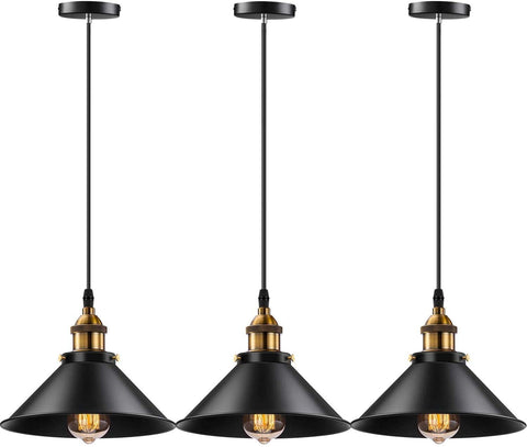 Industriéle Hanglampen 3x Zwart Goud
