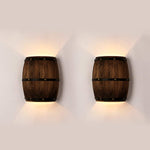 Houten wijn vat lamp  - wijnton -  Wijnvat - Wijnvaatje - lamp - Wandlamp - Set van 2 -  E27 Fitting - Hout - Industriële -Lampen -Bar -  Cafè -Horeca - Verlichting - kamer - keuken - hal - slaapkamer   