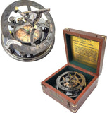 Kompas Zonnewijzer in houten doos