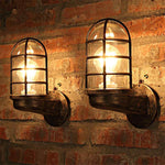 Set van 2 industriële wandlampen met kooi