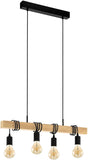 Houten hanglamp met 4 x e27 naturel modern