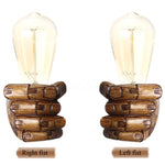 2x Vuist wandlamp links en rechts vintage