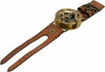 Zonnewijzer kompas horloge met lederen armband