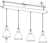 Hanglamp 4 delig modern industrieel