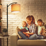 Vloerlamp woonkamer met stoffen lampenkap