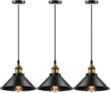 Industriéle Hanglampen 3x Zwart Goud eettafel